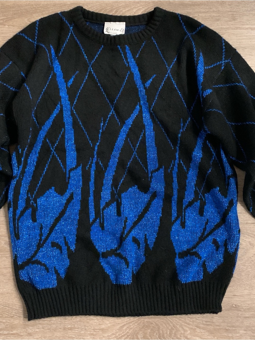 Vintage Ellen D Black & Blue Sweater Size L